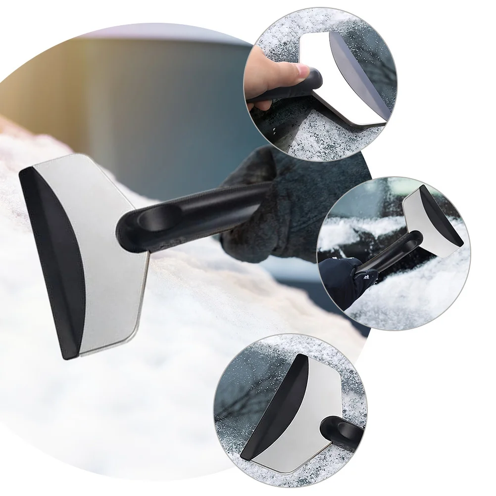 

2Pcs Snow Scraper Stainless Steel Nonslip Handle Highstrength Structure Winter Car Supplies Ice Removal Tool
