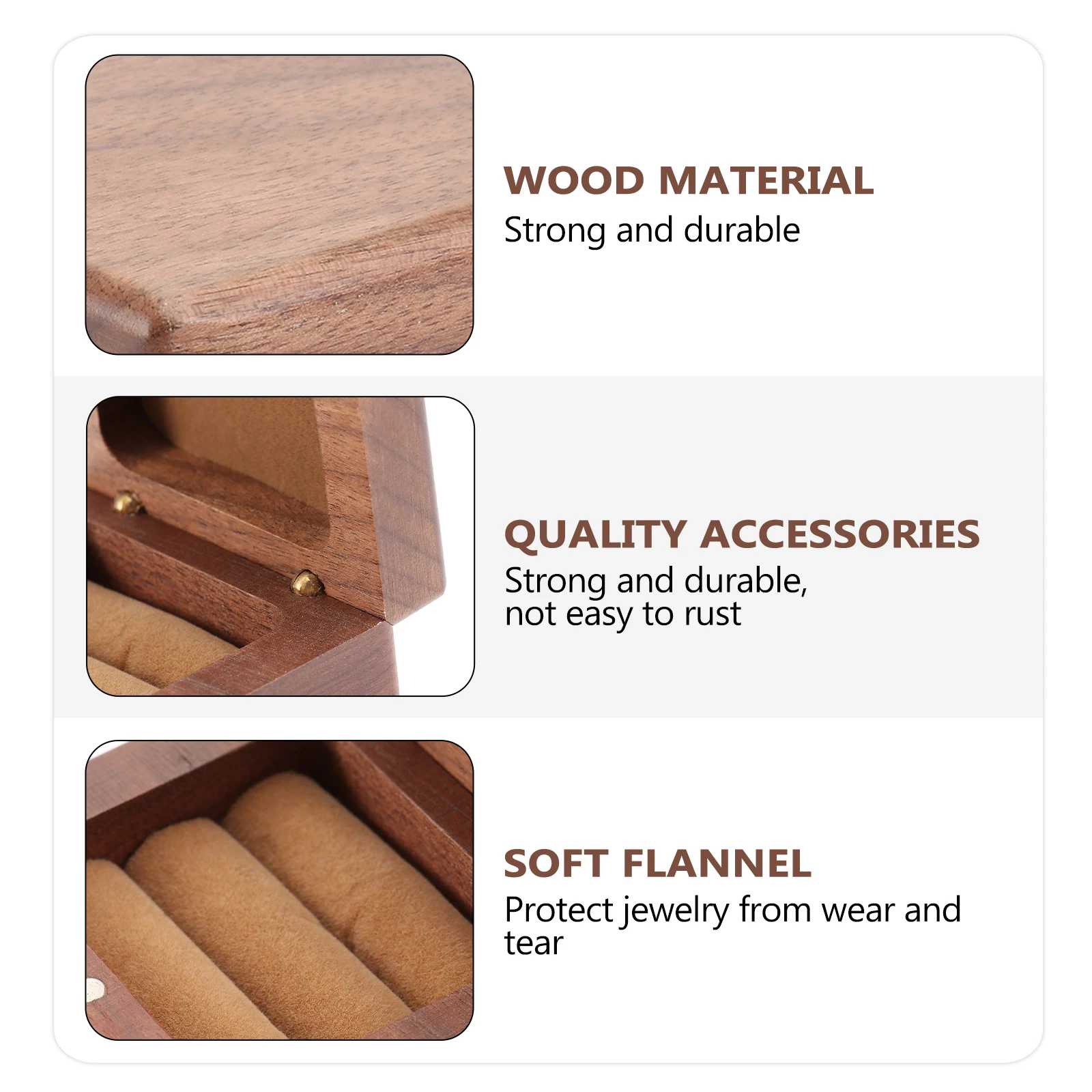 1Pcs Wooden Ring Case Compact Wood Jewelry Storage Box Vintage Organizer for Engagement Wedding Proposal Wood Ring Box