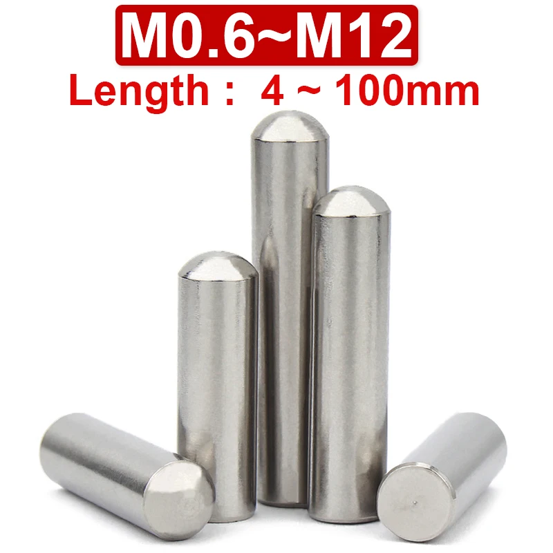 30pcs 304 Stainless Steel Round Cylindrical Pin Positioning Pin Shaft Pin Solid Thimble Optical Axis Round Bar M0.6~m3m4m12