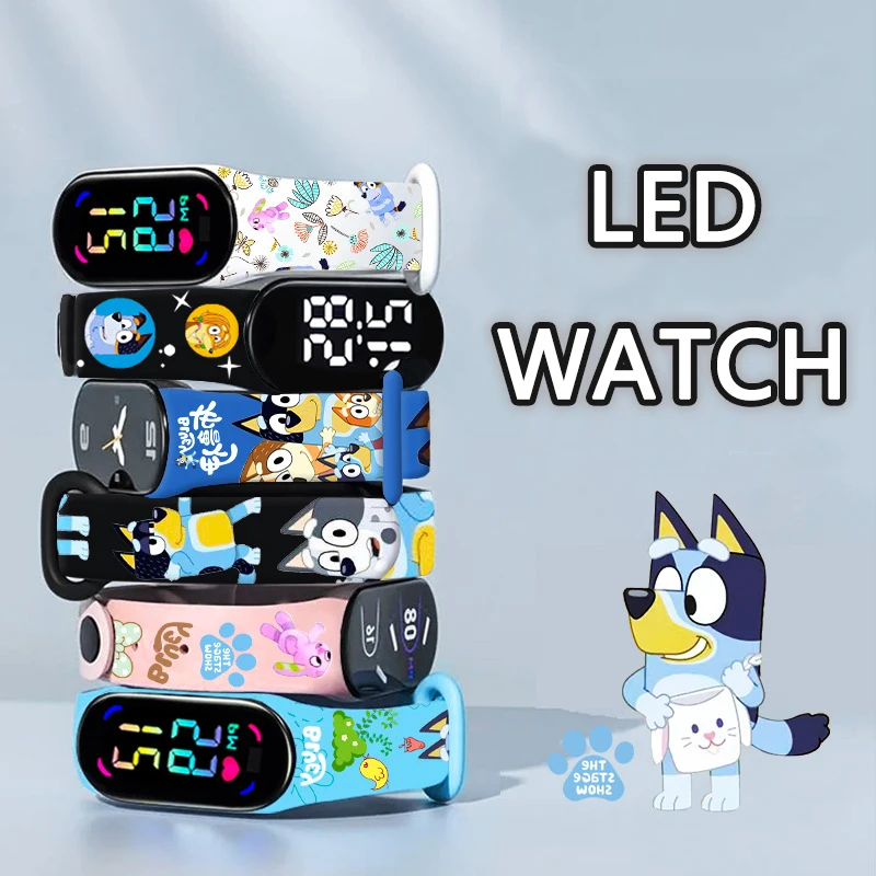 Bluey Kids' Watches Bingo Anime LED Luminous Watch Waterproof Electronic Sports Silicone Watch for Kids Birthday Gift