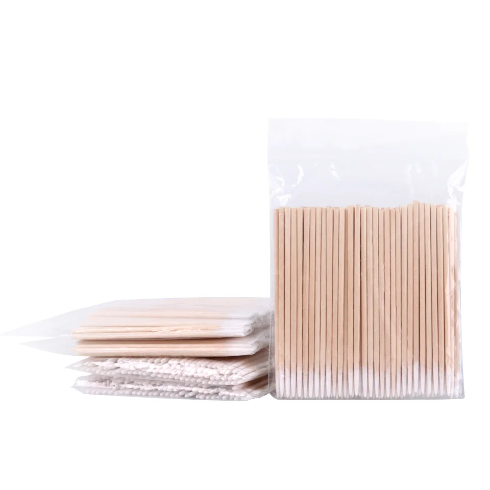 100/200/500pcs Disposable Mini Cotton Swabs Cleaning Wood Sticks for Eyelash Eyeliner Lip Tattoo Use Mascara Wand Makeup Tool