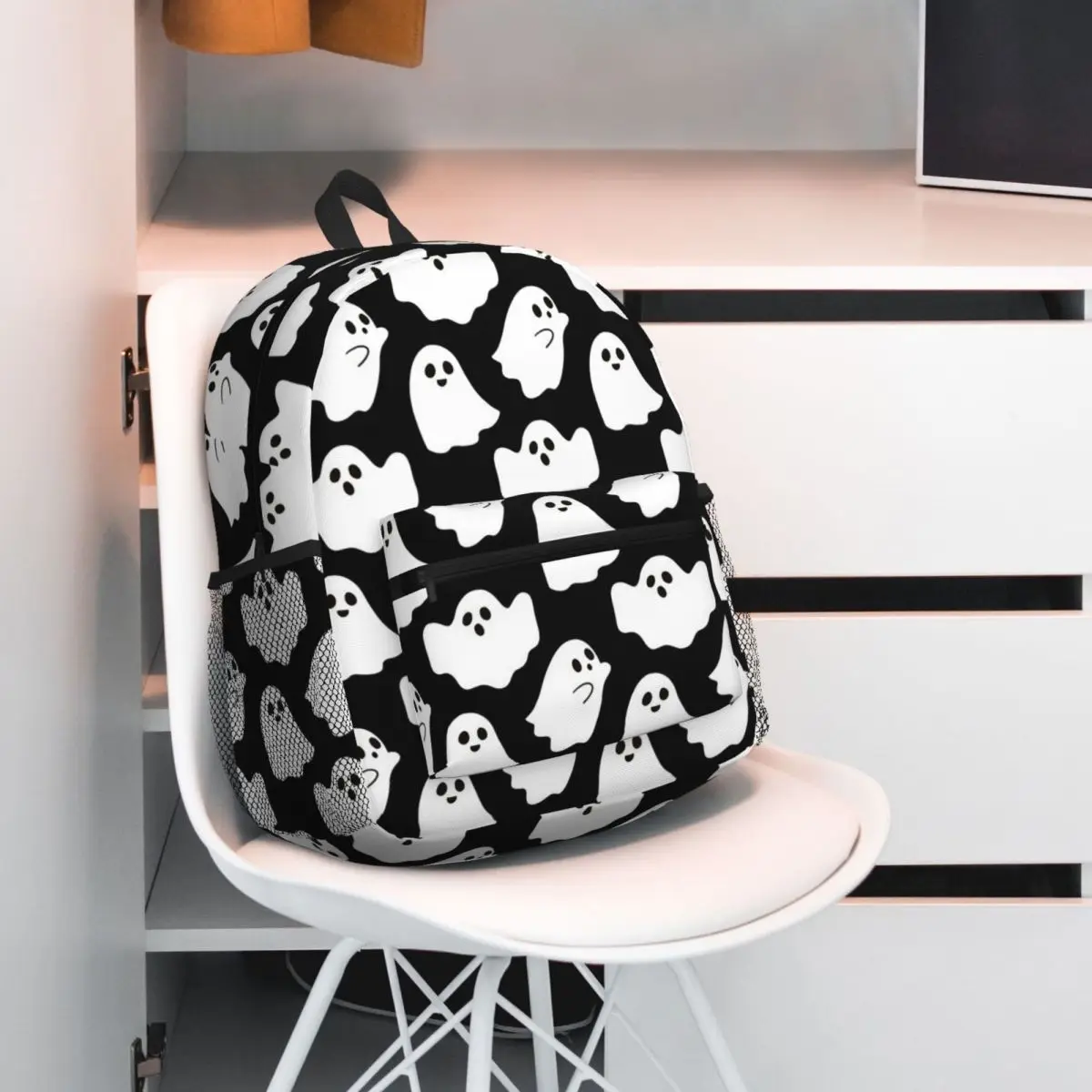 Spooky Ghost Halloween Cartoon Pattern Backpack Student BookBag Kids School Bag Computer Shoulder Bags for Boys Girls