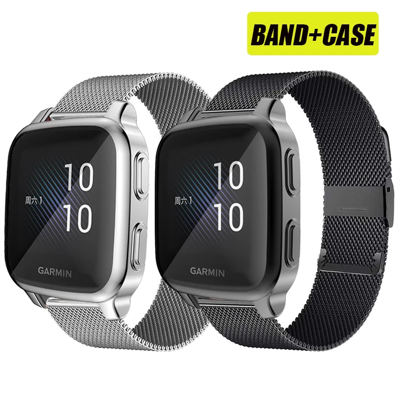 Metal strap + Case Protector For Garmin Venu Sq SQ2 smart watch accessories For Garmin Venu Sq music Bracelet Full Cover frame