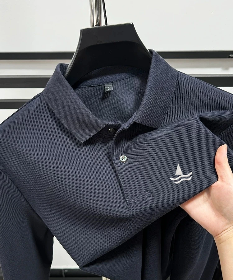 

Brand fashion pure cotton Polo shirt long sleeve spring autumn Korean leisure luxury sailing embroidery men high quality T-shirt