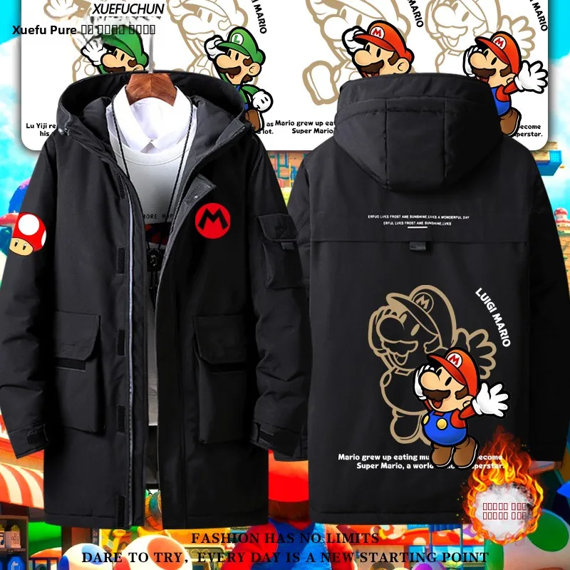 

Мужская пуховая куртка Super Luigi Game Themed, повседневная осенне-зимняя одежда, теплое утолщенное пальто из полиэфирного волокна с длинными рукавами