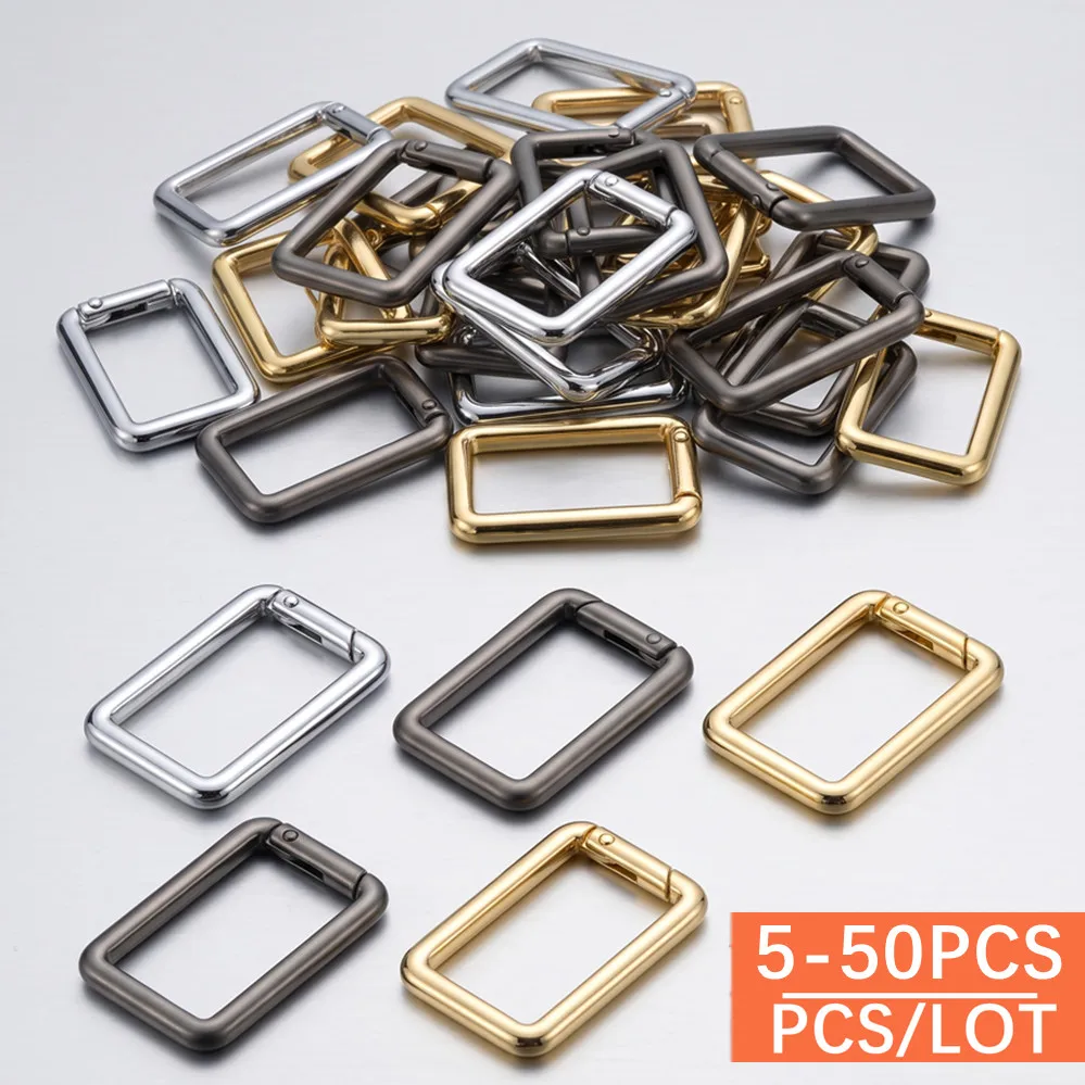 5-50pcs Square Zinc Alloy Spring Ring Metal Buckle Hardware Accessories for Bags Box Opening Clasp Jewelry Keychain Accessories