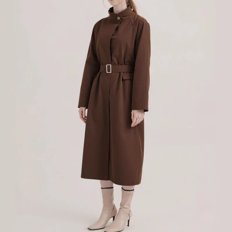 

2026 Spring New Women Solid Trench Loose OL Office Ladies Coat With Belt