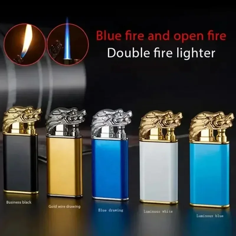 Unique Refillable Butane Flame Jet Lighter Creative Dragon Shape  Dragon Design Fire Switch Luminous Cigarette Cigar Lighters