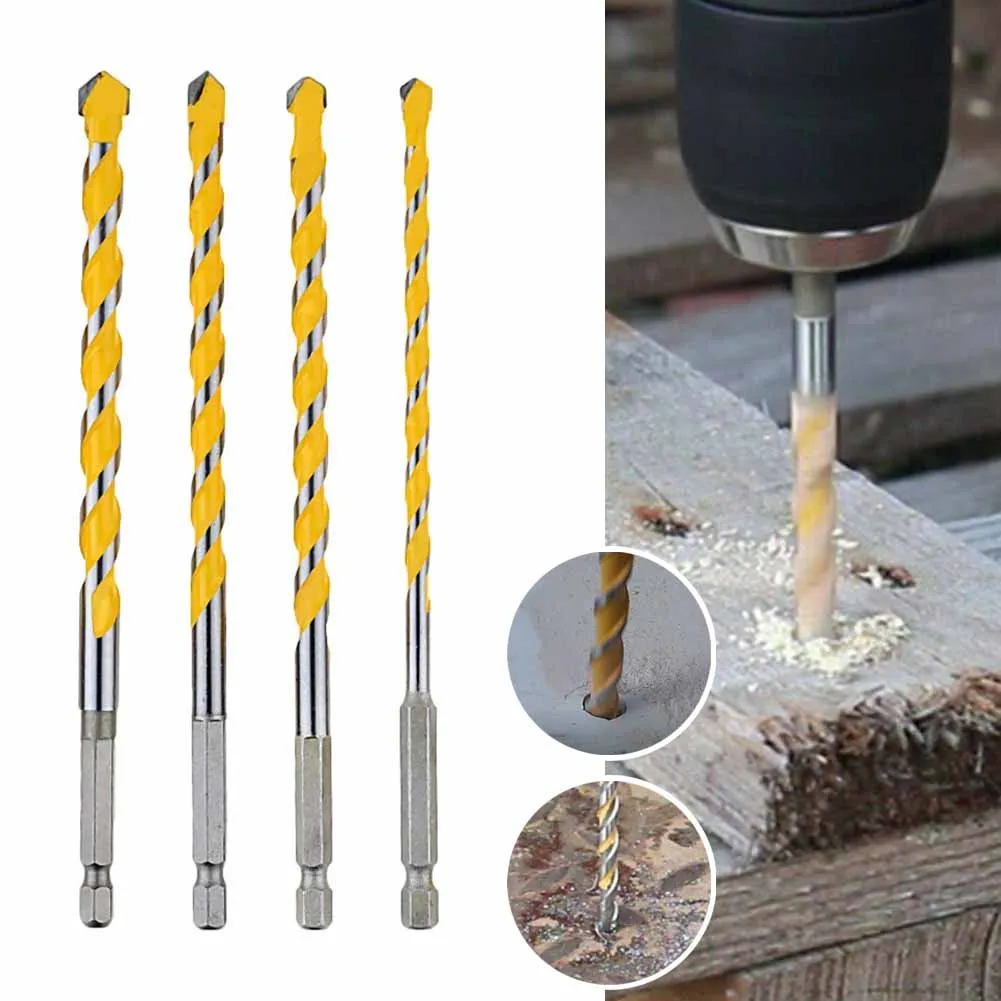 

160mm Hex Shank Carbide Drill Bits 4pcs Set for Drilling Concrete Brick and Stone Compatible with Electric Tools