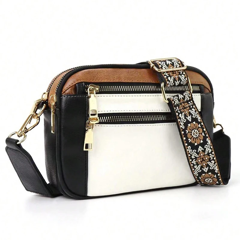 Retro fashion classic, women's multifunctional bag, zipper shoulder strap crossbody bag, small square bag, suitable for office w image 3