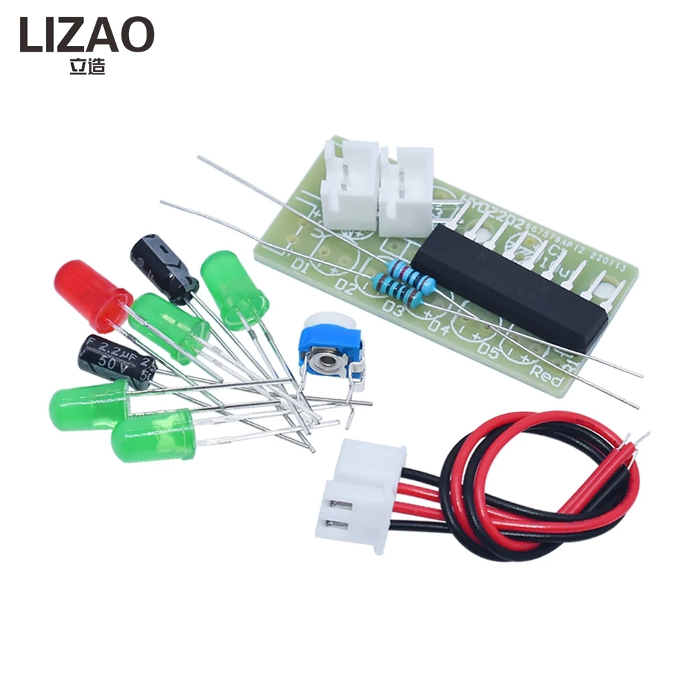 LIZAO KA2284 Placa Indicadora de Nivel de Audio LED, Piezas de Producción Electrónica DIY para Laboratorio de Enseñanza