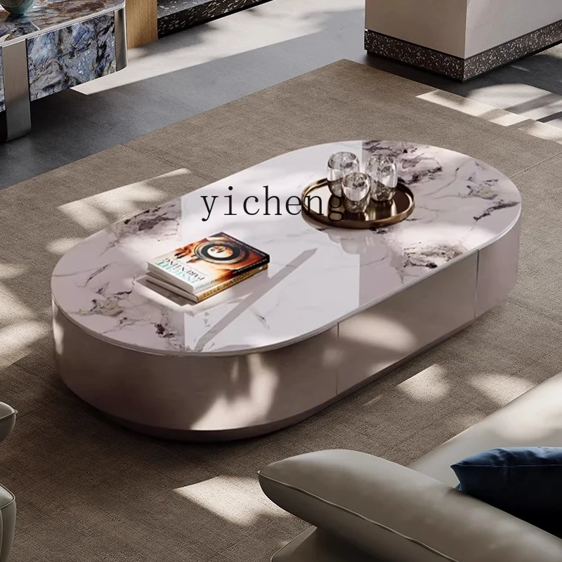 

TQH rock slab coffee table oval marble living room minimalist light luxury microcrystalline stone coffee table