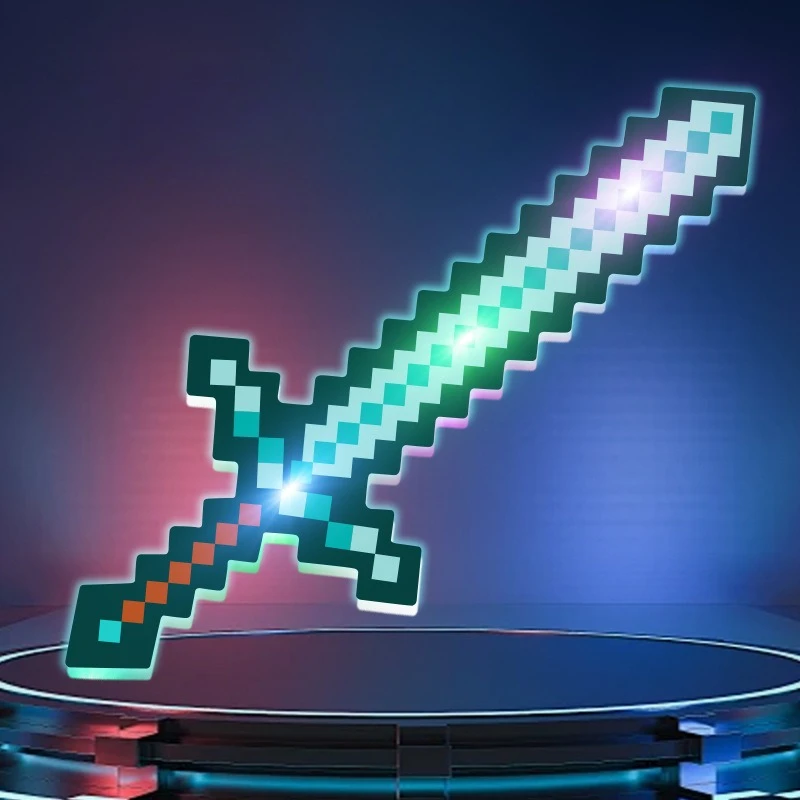 36 ซม.เพชรดาบเกมเรืองแสงอาวุธสามสี SAMURAI Pixel Art ดาบคอสเพลย์ของขวัญคอลเลกชันของเล่นสําหรับเด็ก
