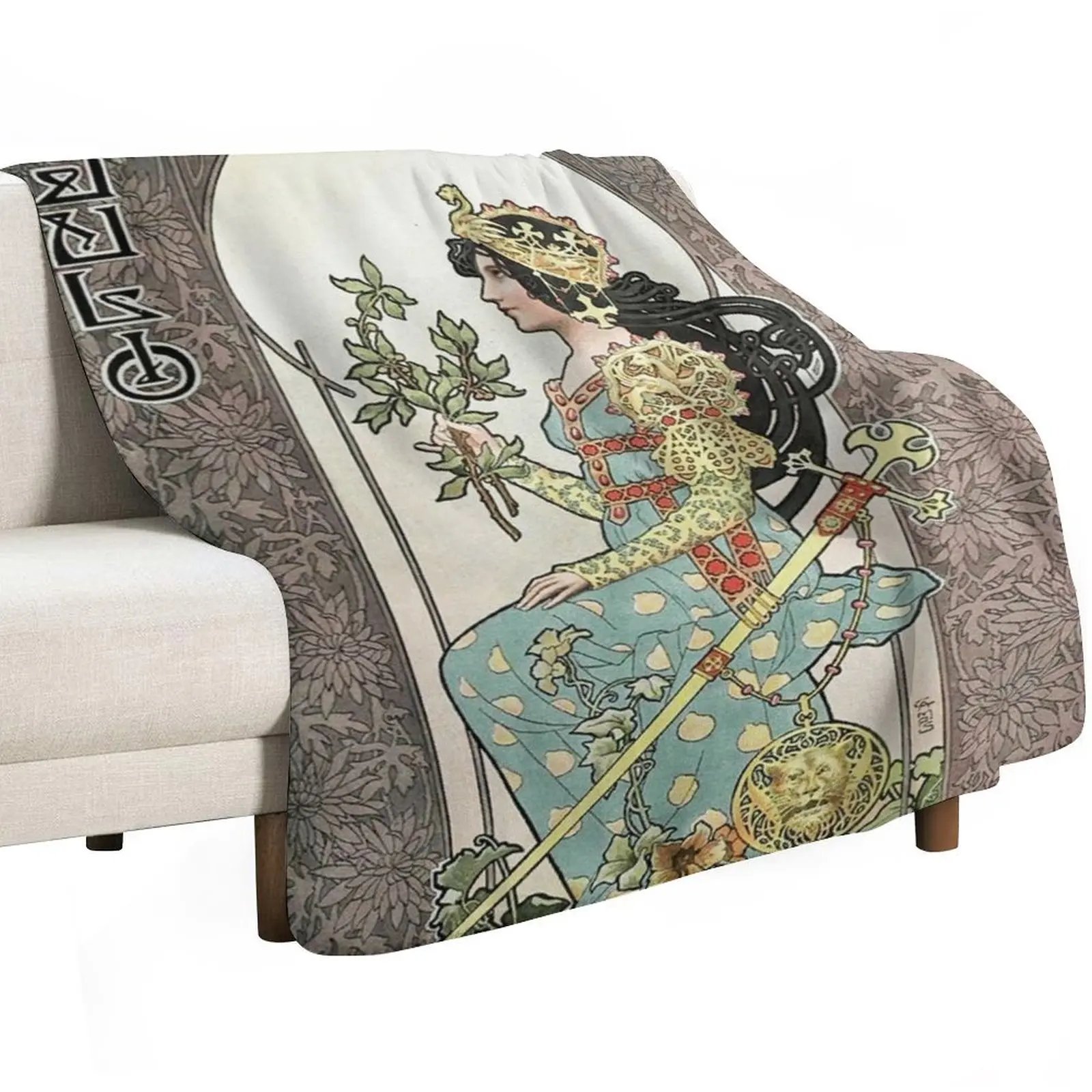 HD. July - Calendar, by Gaspar Camps (1902) HIGH DEFINITION Throw Blanket Warm Plush Fuzzy Blanket for Living Room