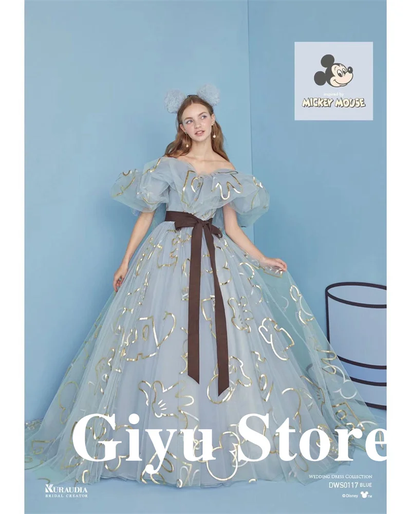 

Giyu Sparkly Blue Tulle Evening Dresses Birthday Girls 16 17 18 Prom Gowns Princess Detachable Bolero Wedding Photo shoot