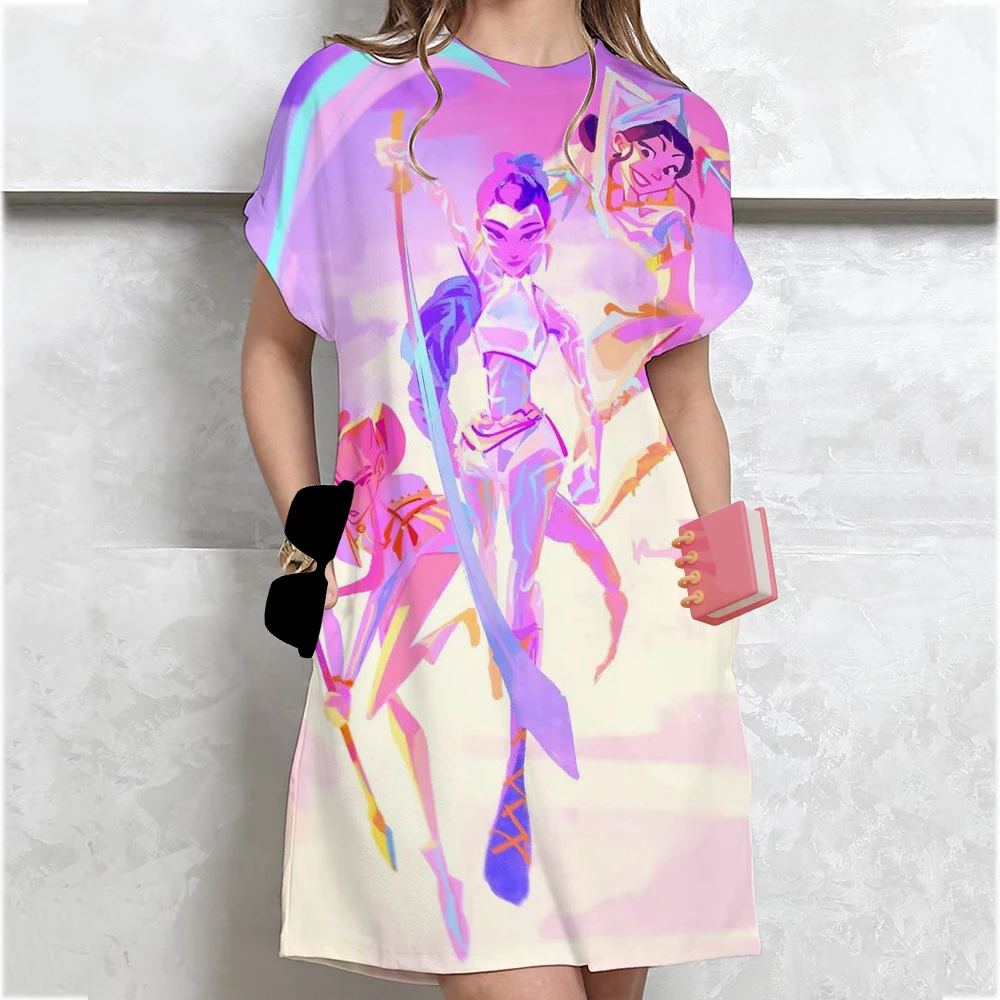 Mode KPop démon Huntersprint T-shirt Style Mini robes été décontracté robe ample robes