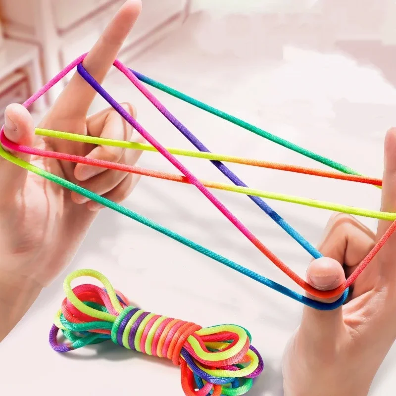 Fun Cat Cradle Finger Games 10Pcs Rainbow Color Classic Rope Threading Hand String Puzzle Creative Party Favors Gifts for Adults