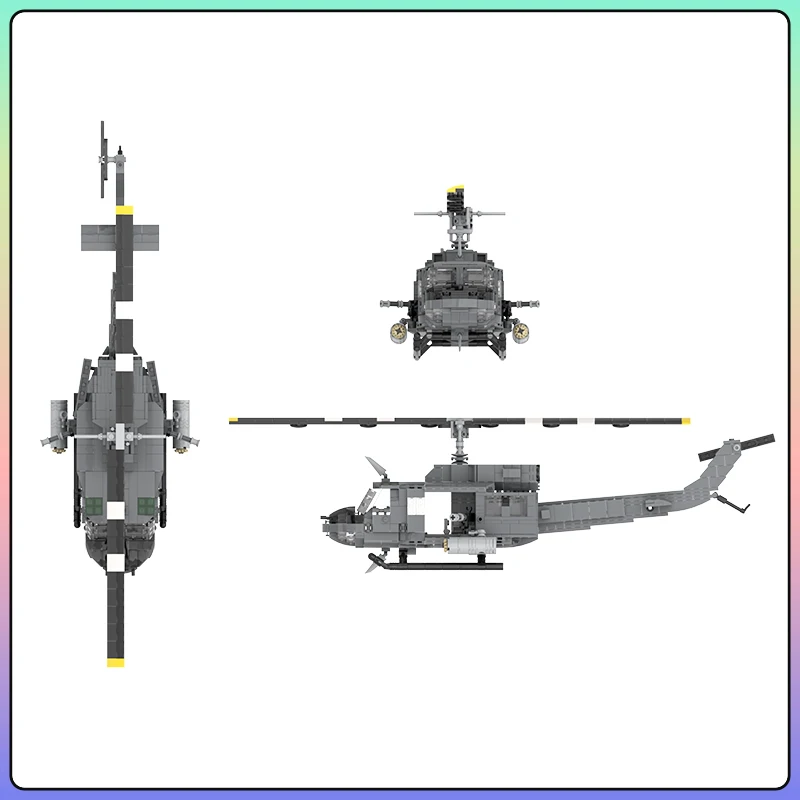 Military MOC Bricks US Bell 212 Twinhuey General Purpose Helicopters Building Block Model DIY Set Toys to Boys Christmas Gifts