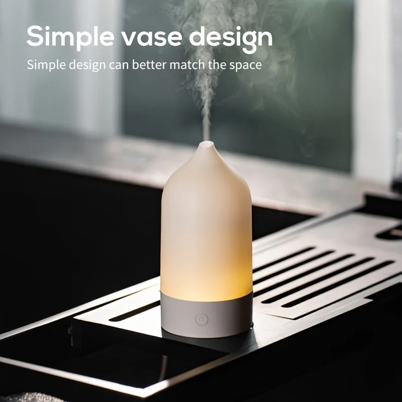 2025 Simple Flower Vase Humidifier Aroma Diffuser With 7-Colorful Light Effect Suitable For Bedroom And Office Humidification