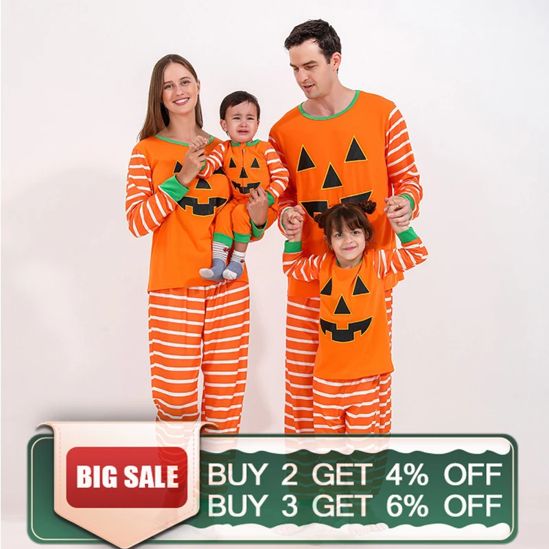 

Halloween Family Matching Pajamas Set Cartoon Pumpkin Family Clothes Set Adults Kids Baby Pajama Set Halloween Family Look