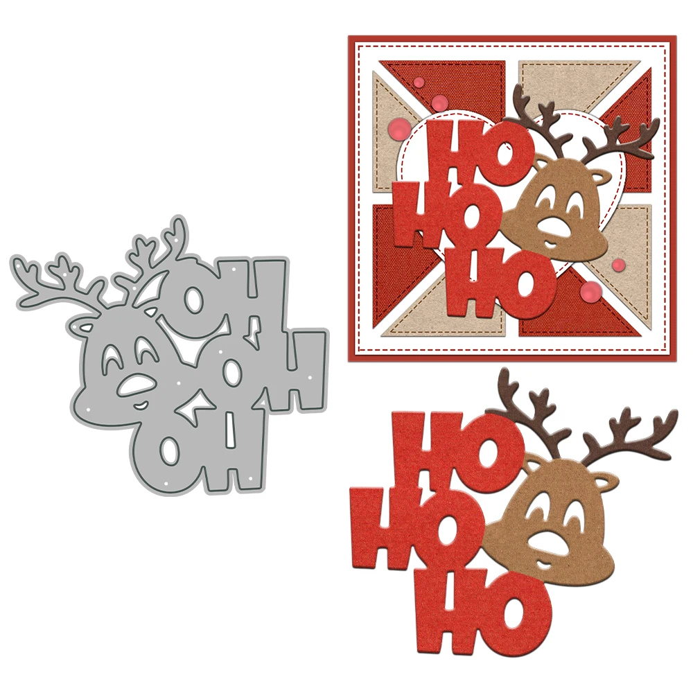 MangoCraft Christmas Reindeer HOHOHO Cutting Dies DIY Scrapbooking Supplies Metal Dies Knife Mold For Card Making Albums Decor