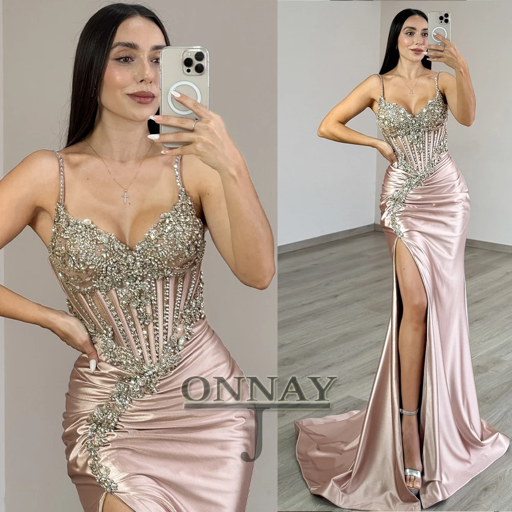 

Выпускные платья с кристаллами на бретельках по индивидуальному заказу Корсет Иллюзия Кувейт Дубай Халаты De Soiree на заказ для особых случаев