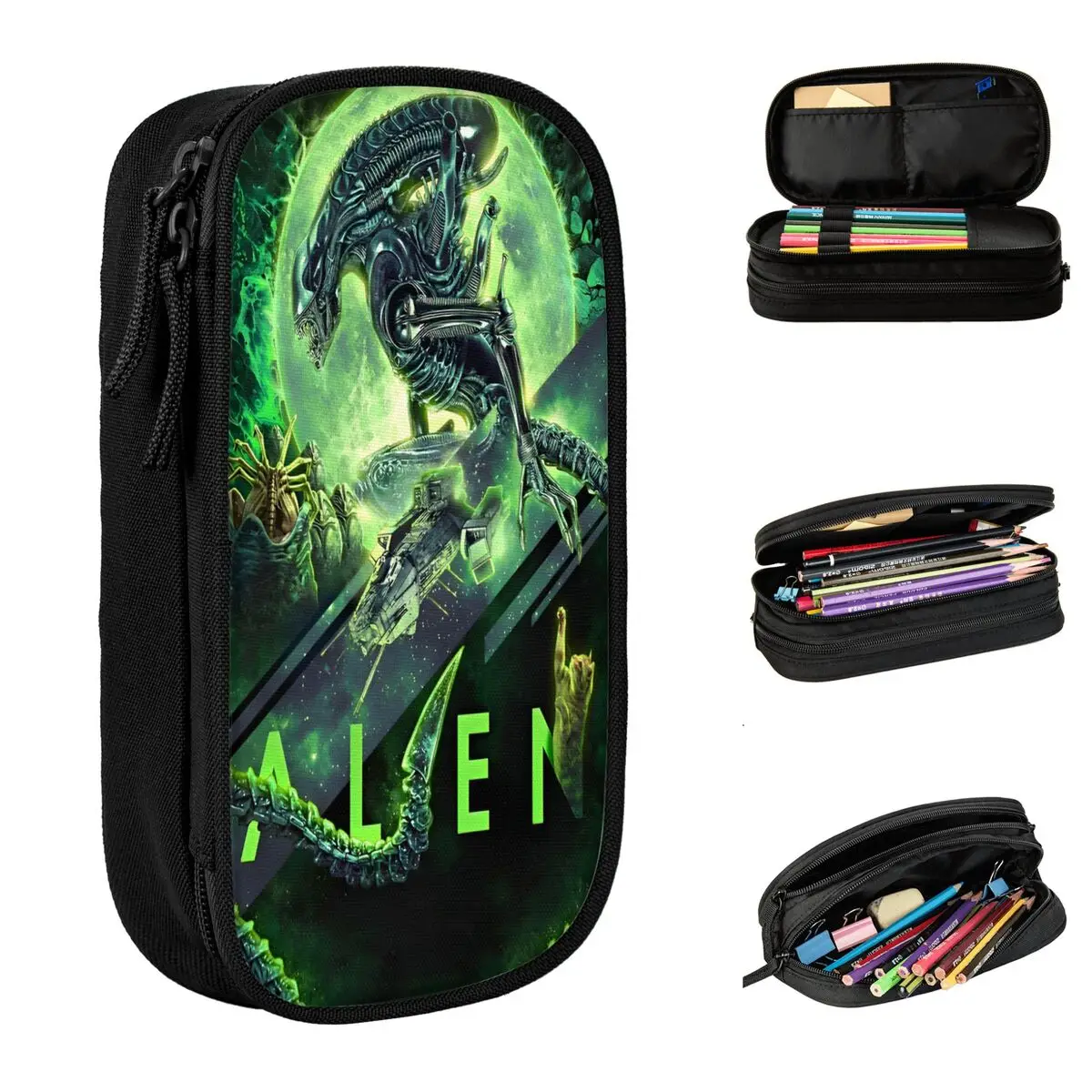 Movie Xenomorph Alien Pencil Case Classic Pen Bag for Student Large Storage Students School Zipper Pencilcases