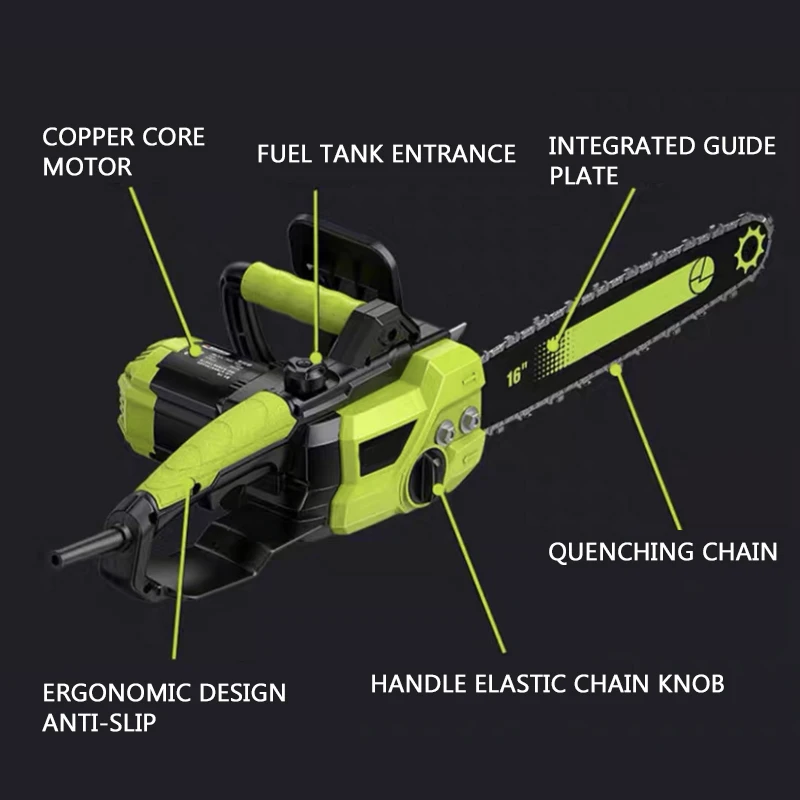 16 Inch Chainsaw Small Household Log Saw Wood Cutting High Power Electric Chain Saw