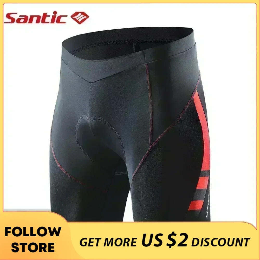 Santic Cycling Shorts Men Summer 4D Padded Shockproof Bicycle Riding Pants Reflective Breathable Quick-Dry MTB Bike Underwear