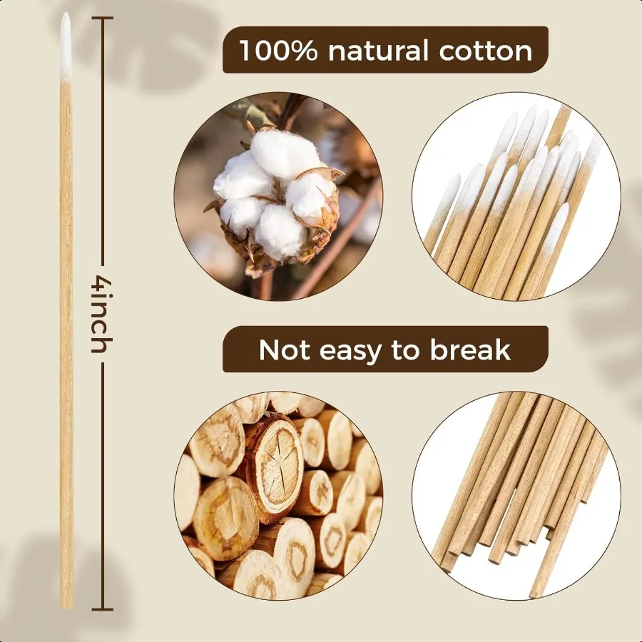 Tamponi di cotone a punta da 400 pezzi in custodia 4 applicatori con punta di cotone per microblading di precisione Mini bastoncini di tampone per trucco Cos