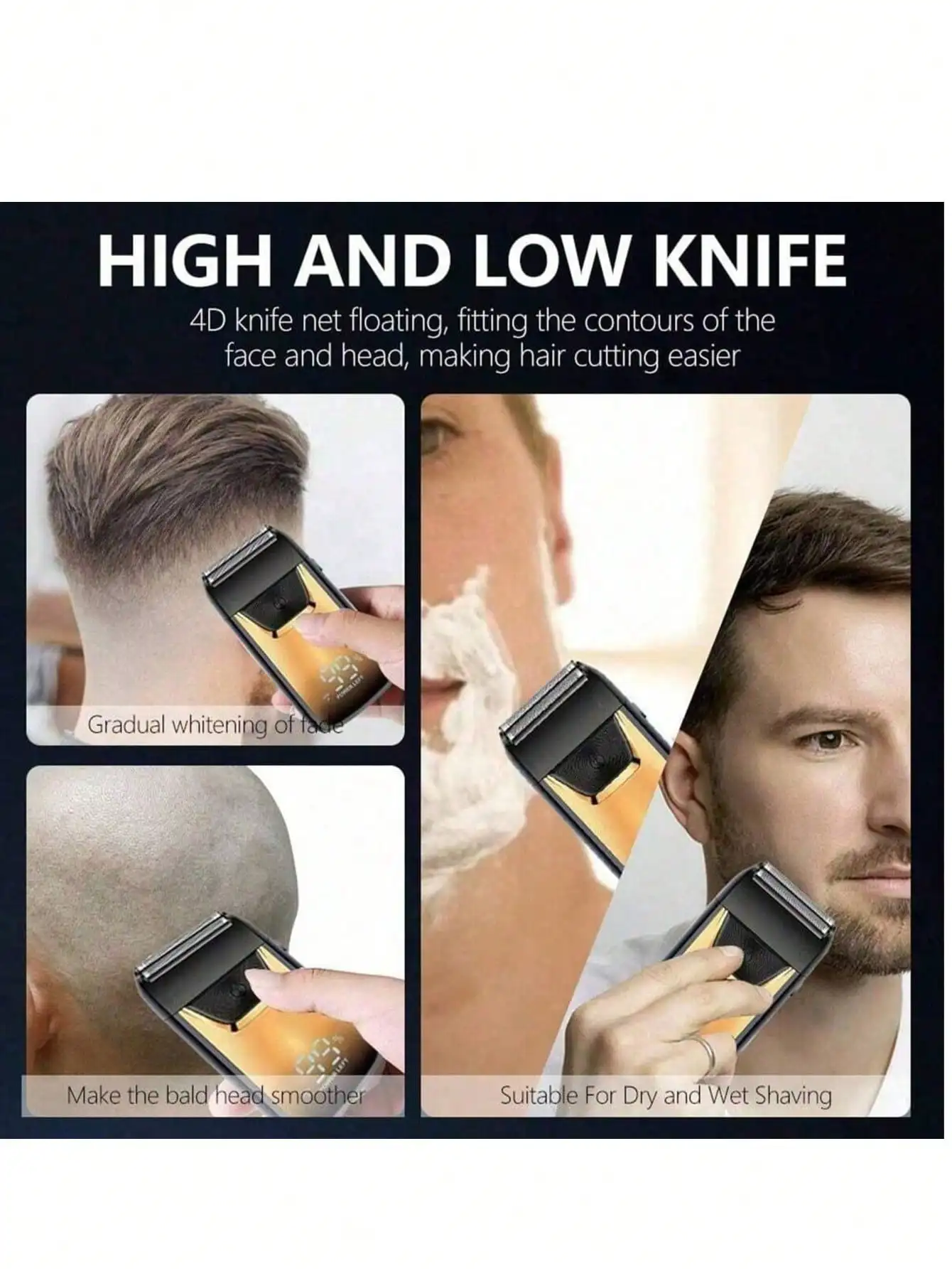 ماكينة حلاقة للشعر 2026 ذات شفرات مزدوجة ماكينة حلاقة كهربائية للرجال ماكينة حلاقة برأس أصلع مغلقة ، قابلة لإعادة الشحن #1