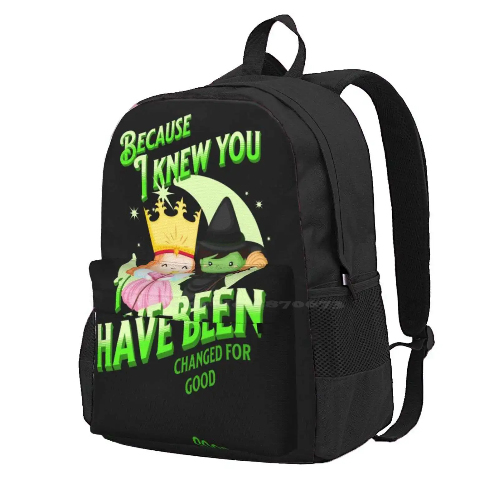 Wicked The Musical Because I Knew You Hot Sale Schoolbag Backpack Fashion Bags Wicked The Musical Elphaba Glinda Wicked Musical