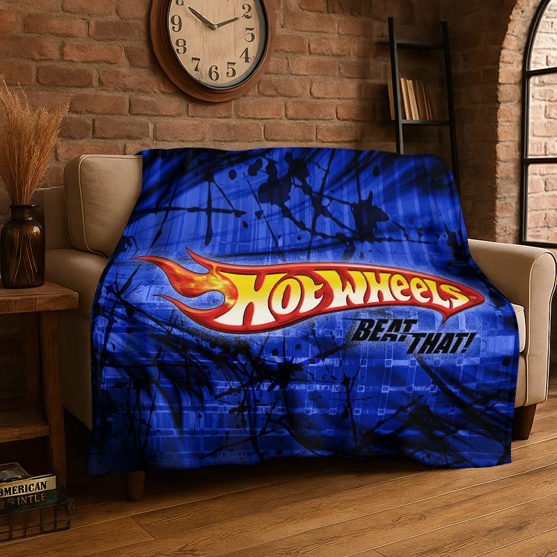 Racing Car H-Hot Wheels MOTO Cartoon Flannel Throw Blanket,Warm Cozy Blanket for Bed,Sofa,Couch,Bedroom,Living Room,Office,Gift