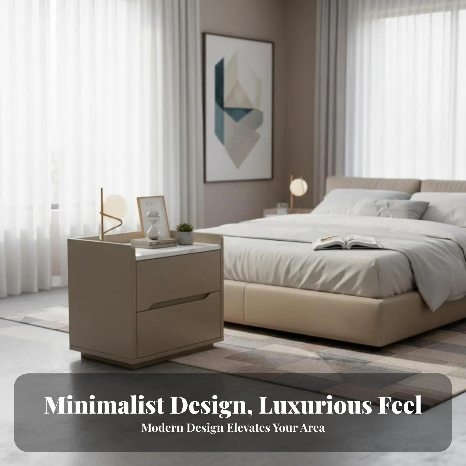 

2-Drawer Fluted End Table Light Luxury Aesthetic Nightstand Modern Design Easy Assembly for Interior Decorators
