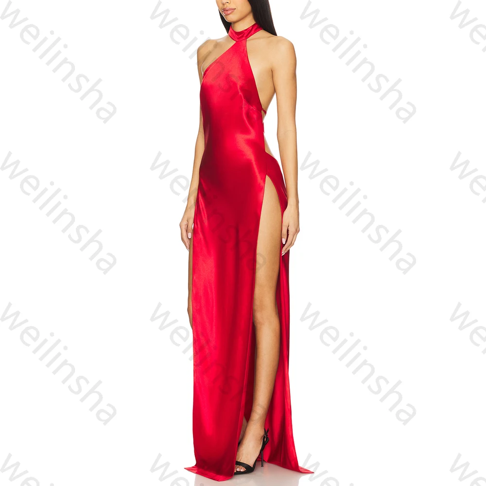 Maßgeschneiderte elegante schulterfreie ärmellose Abendkleider Sexy rückenfreies Promi-Kleid mit seitlichem Schlitz Hochwertige Abschlussball-Party-Kleider – Detail 3