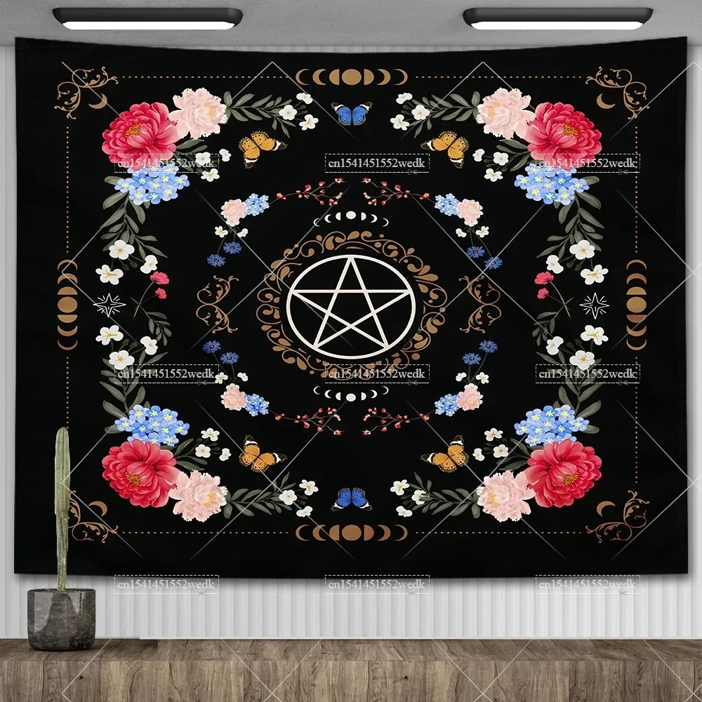 

Psychedelic Bohemian Wall Tapestry For Living Room Moon Phase And Stars Tapestrys Butterfly Snake Tapestries Tarot Altar Cloths