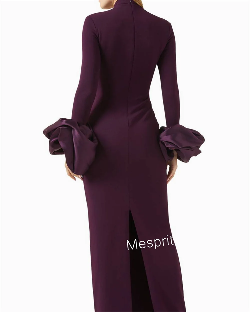 Customized Jersey Modern Style Pleat Straight High Collar Long Dresses Bespoke Occasion Dresses Fashion