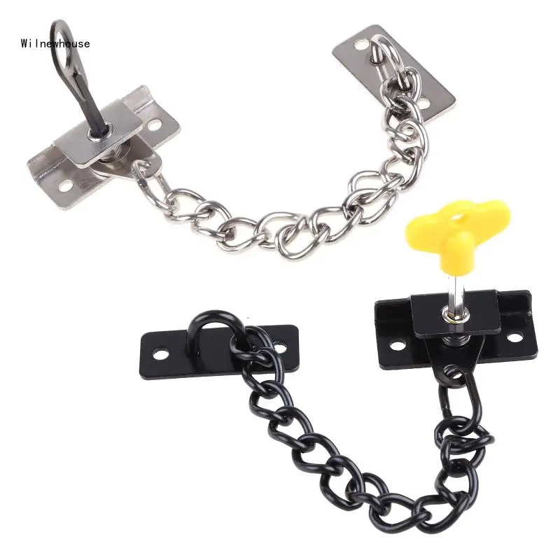 Stainless Steel Window Chain Lock Guard Door Restrictor Child Safety Security Chain Lock with for Key for Windows Anti Dropship