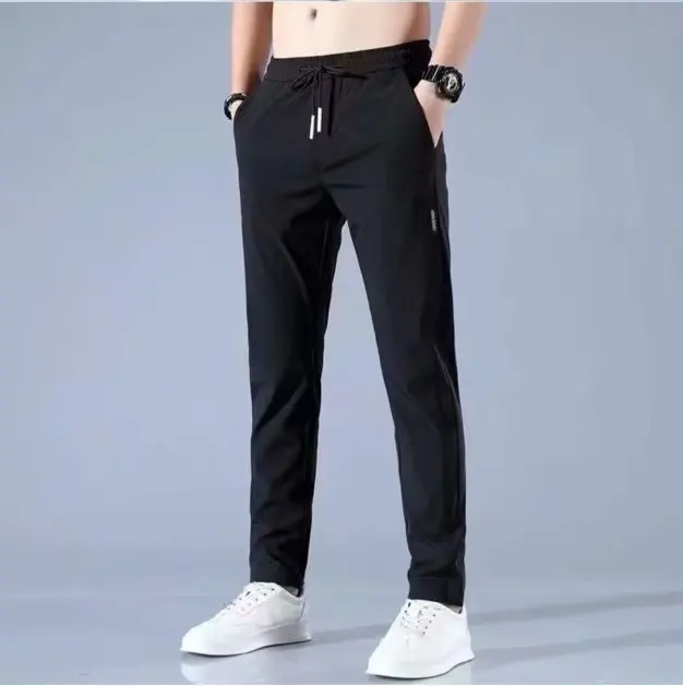 Ice Silk Black Loose Leggings Casual Pants Trendy Brand 20024 Summer Men's Versatile Guard Pants