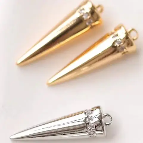 

Модный медный настоящий золотой треугольный кулон в форме пирамиды с коническим цирконом, сделай сам, персонализированный аксессуар ручной работы