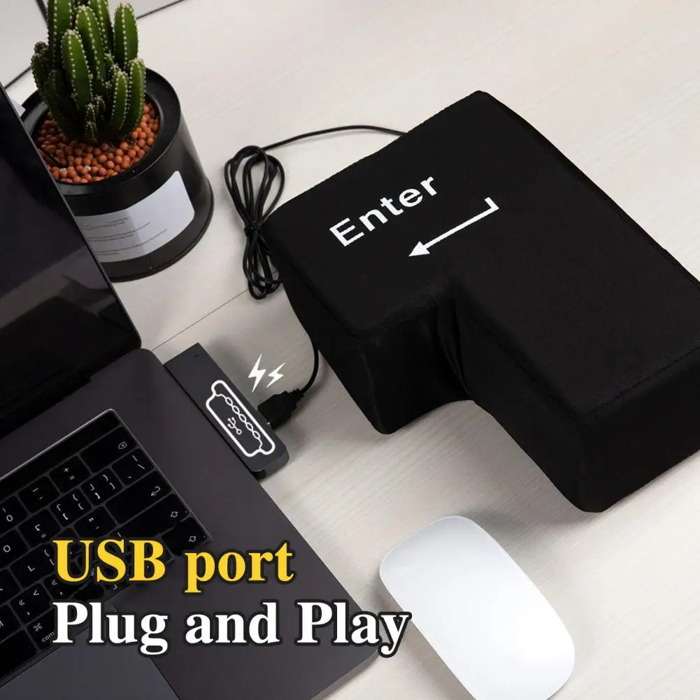 Plush Enter Key Usb Enter Key Stress Toy Pillow Plush Relaxation Aid for Work or Play Games Reduce Stress Nap with for Computer