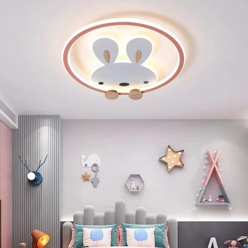 Modern LED Cute Rabbit Ceiling Lamp for Bedroom girls Princess Children Nursery Baby Kids room light ceiling chandelier chambre