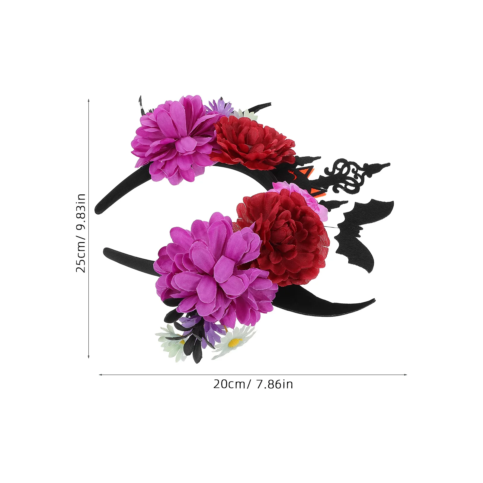 قرون عقال الهالوين مع تصميم زهرة الخفافيش للحفلات التنكرية، إكسسوار أزياء للنساء والفتيات