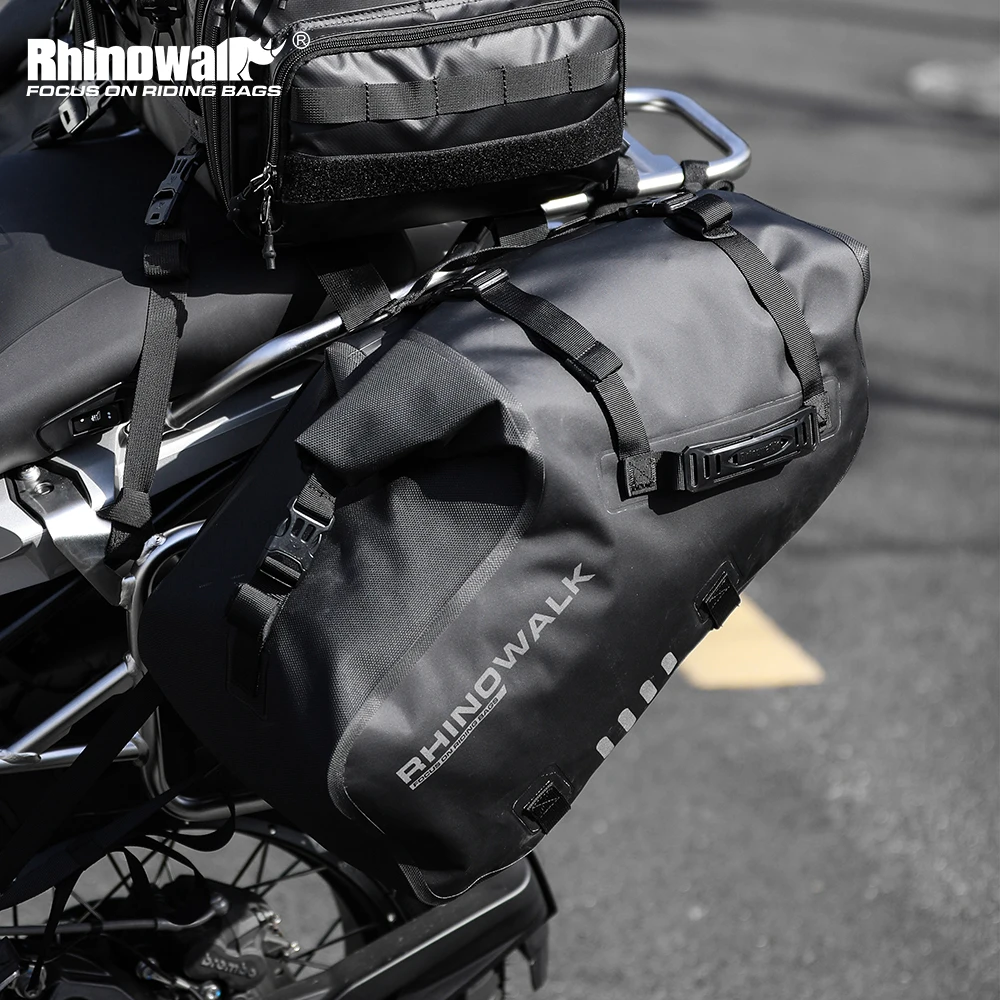 Rhinowalk Motorcycle Saddle Bag Waterproof 18L/28L/48L 2 Pcs Motorcycle Tail Side Pannier Bag Riding Travel Luggage Storage Bag