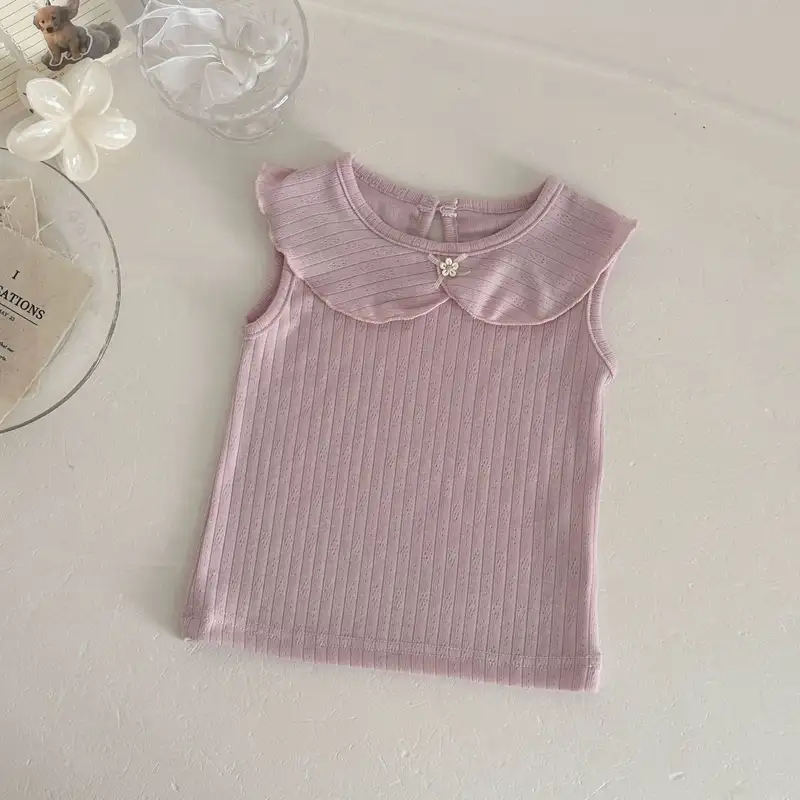 2026 Summer New Baby Girl Sleeveless Clothes Set Infant Girl Cotton Lapel Vest + Floral Shorts 2pcs Suit Toddler Girl Outfits - Image 4