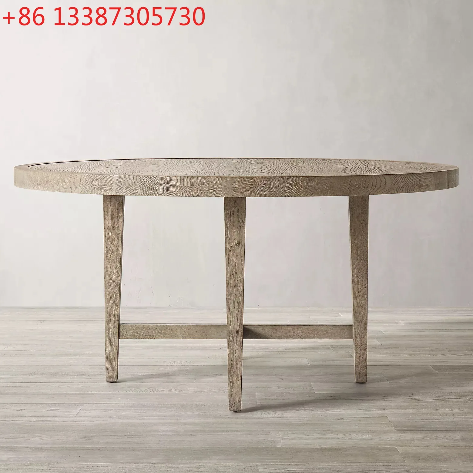 

Modern simple all-solid wood home dining table American rural retro small apartment round table