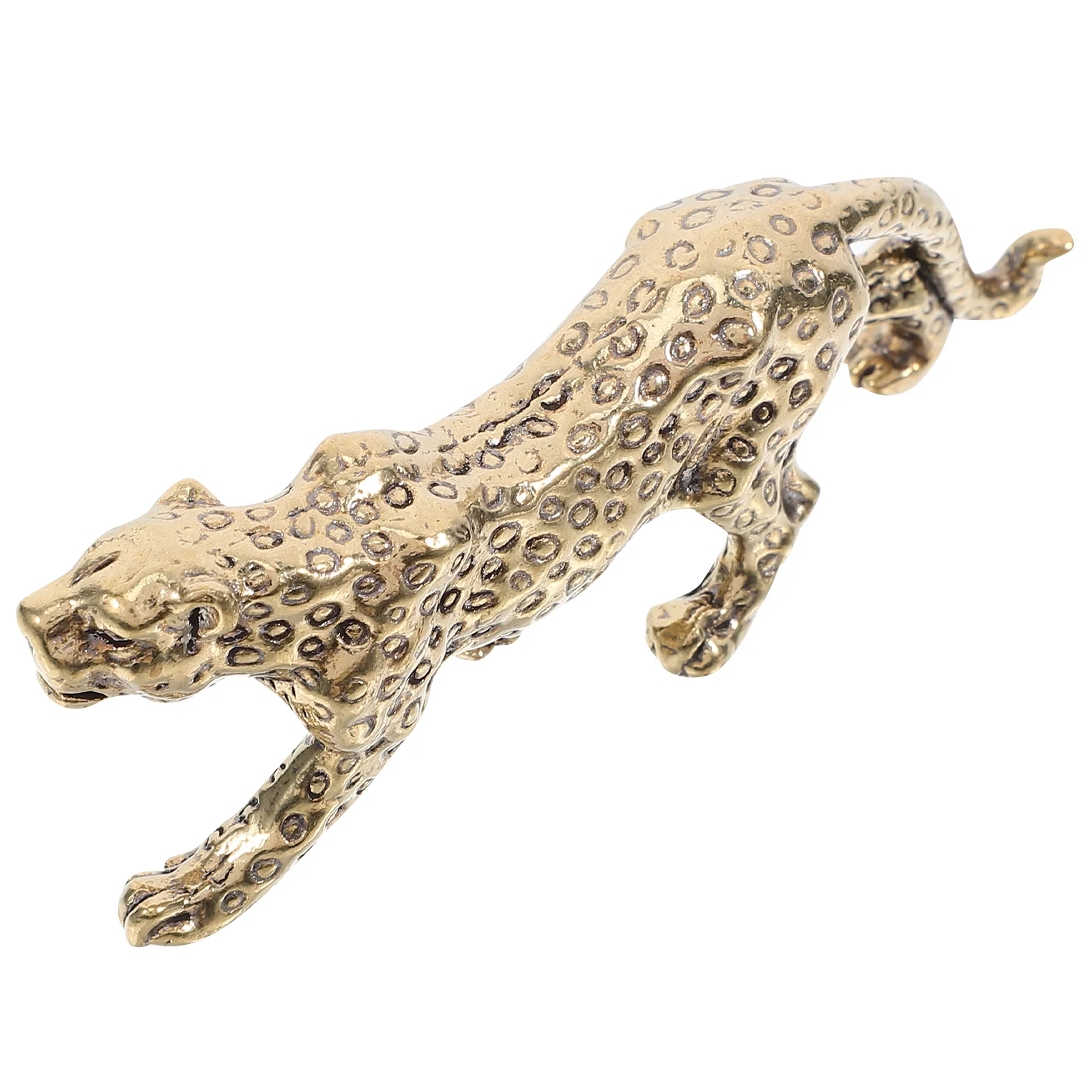 

1PC Vintage Leopard Attractive Desktop Home Office nament Unique Gift Brass Animal Decor Retro Style 3D Metal Animal Statue