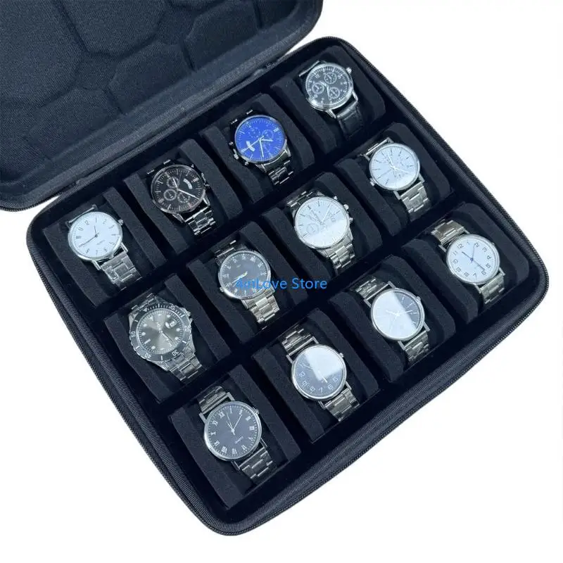 

T4MD 12 Slot Watch Box Watch Organizers Watch Case EVA Oxford Cloth Watch Protections Box Watch Display Case for Storaging