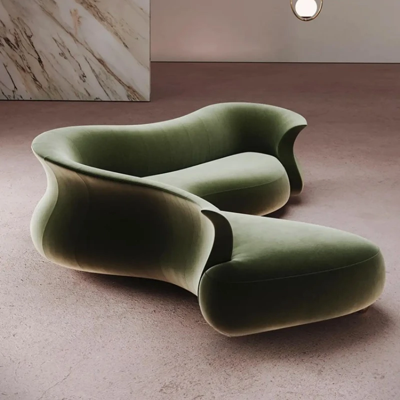 

Nordic designer special-shaped sofa curved curved hotel lobby creative fiberglass art fabric sofa
