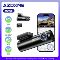 AZDOME 4K Dash Cam M300S Front and Rear 5GHz WiFi GPS Car Camera Mini Dashcam for Cars 24H Parking Mode Night Vision WDR 170°FOV